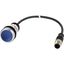 Illuminated pushbutton actuator, classic, flat, maintained, 1 N/O, blue, 24 V AC/DC, cable (black) with m12a plug, 4 pole, 0.2 m thumbnail 5