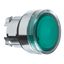 Harmony XB4, Illuminated push button head, metal, flush, green, Ø22, spring return, plain lens integral LED thumbnail 1