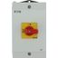 On-Off switch, P1, 40 A, surface mounting, 3 pole, Emergency switching off function, with red thumb grip and yellow front plate, hard knockout version thumbnail 1