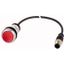 Illuminated pushbutton actuator, classic, flat, maintained, 1 N/C, red, 24 V AC/DC, cable (black) with m12a plug, 4 pole, 0.2 m thumbnail 1