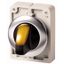 Illuminated selector switch actuator, RMQ-Titan, with thumb-grip, maintained, 2 positions, yellow, Front ring stainless steel thumbnail 1