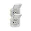 Double pre-wired power socket 2x2P+E vertical waterproof Plexo 16A 250V IP55 2 positions with white bezels thumbnail 2