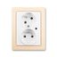 5593J-C02357 B1C1 Double socket outlet with earthing pins, shuttered, with turned upper cavity, with surge protection thumbnail 1