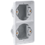 Splashproof double vertical flush-mounting box for two functions, grey thumbnail 1