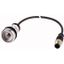 Pushbutton, Flat, momentary, 1 NC, Cable (black) with M12A plug, 4 pole, 0.5 m, Without button plate, Bezel: titanium thumbnail 1