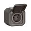 Waterproof 2P+E power socket Plexo 16A 250V IP55 IK08 delivered complete for surface mounting - anthracite thumbnail 2