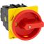 Main switch, T0, 20 A, flush mounting, 3 contact unit(s), 3 pole, 2 N/O, 1 N/C, Emergency switching off function, With red rotary handle and yellow lo thumbnail 37