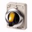 Illuminated selector switch actuator, RMQ-Titan, With thumb-grip, momentary, 2 positions, yellow, Metal bezel thumbnail 1