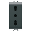 ITALIAN STANDARD SOCKET-OUTLET 250V ac - 2P+E 16A DUAL AMPERAGE - P11- P17 - 1 MODULE - SATIN BLACK - CHORUSMART thumbnail 1