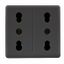 ITALIAN STANDARD DOUBLE SOCKET-OUTLET 250V ac - 2X2P+E 16A DUAL AMPERAGE - P11-P17 - 2 MODULES - SYSTEM BLACK thumbnail 2