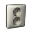 Exxact double socket-outlet earthed screwless metallic thumbnail 3