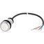 Pushbutton, Flat, momentary, 1 N/O, Cable (black) with non-terminated end, 4 pole, 1 m, White, Blank, Bezel: titanium thumbnail 5