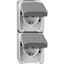 SCHUKO double socket, arranged vertically, light gray, AQUASTAR thumbnail 2