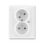 5583F-C02357 03 Double socket outlet with earthing pins, shuttered, with turned upper cavity, with surge protection thumbnail 1