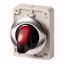 Illuminated selector switch actuator, RMQ-Titan, With thumb-grip, momentary, 2 positions, red, Metal bezel thumbnail 1