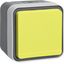 SCHUKO soc. out. yellow hinged cover surface-mtd, W.1, grey/light grey thumbnail 1