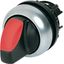 Illuminated selector switch actuator, RMQ-Titan, With thumb-grip, maintained, 2 positions, red, Bezel: titanium thumbnail 1