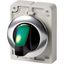 Illuminated selector switch actuator, RMQ-Titan, With thumb-grip, momentary, 3 positions, green, Metal bezel thumbnail 2
