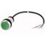 Pushbutton, Flat, momentary, 1 N/O, Cable (black) with non-terminated end, 4 pole, 3.5 m, green, Blank, Bezel: titanium thumbnail 1