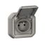 Plexo 16A 250V IP55 IK08 waterproof 2P+E power socket supplied complete for recessed mounting - gray thumbnail 1